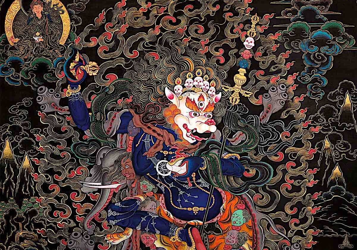 Buddha-Weekly-Beautiful image of Simhamukha-Buddhism Simhamukha, the Lion-Faced Dakini, is a Highest Yoga Tantra Yidam in Tibetan Buddhism.