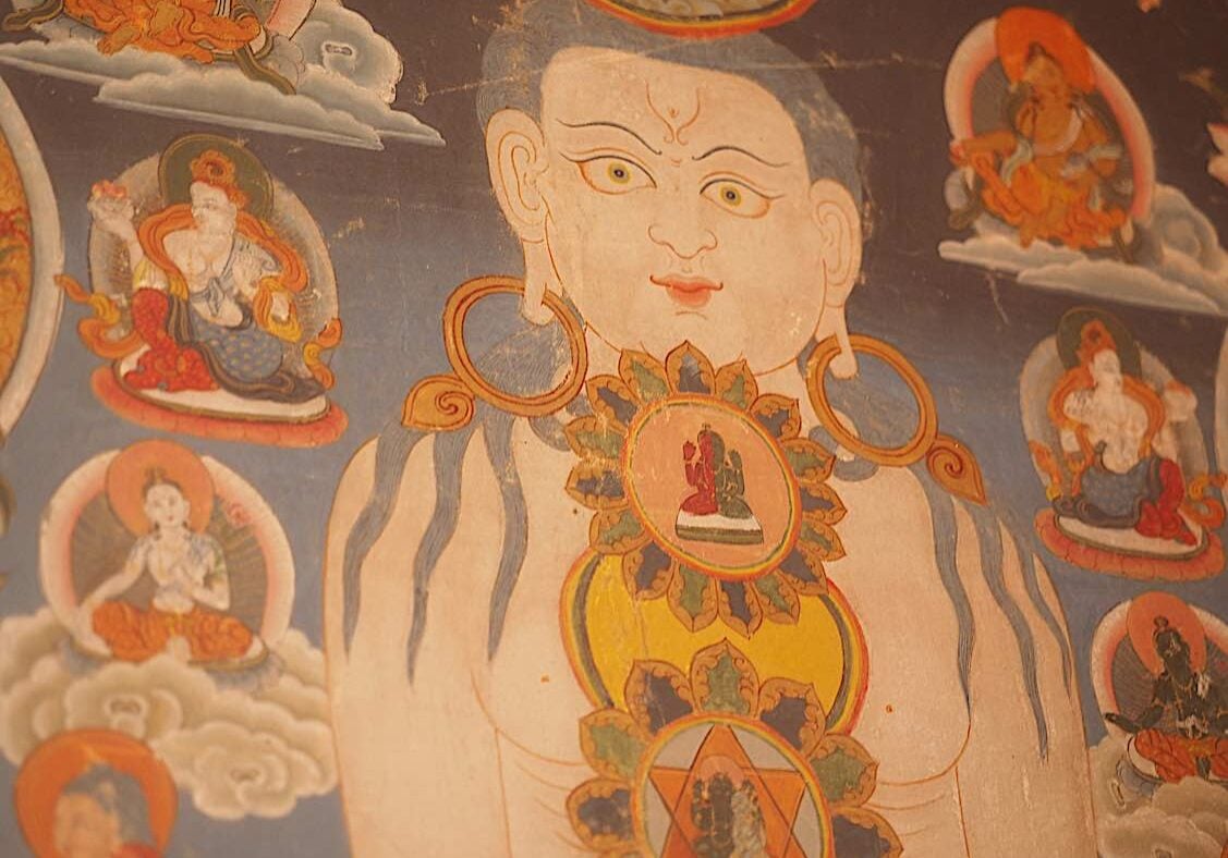 Buddha-Weekly-Body Manadala detail-Buddhism A body mandala from a Tangkha acquired from a San Francisco museum. It is most likely a body mandala in the Bon tradition.