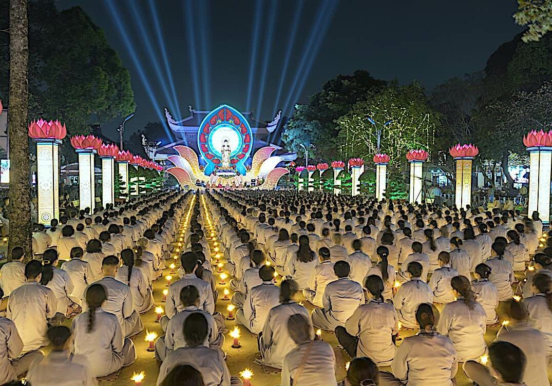 Amitabha chanting at a night festival in Ho Chi Minh City.