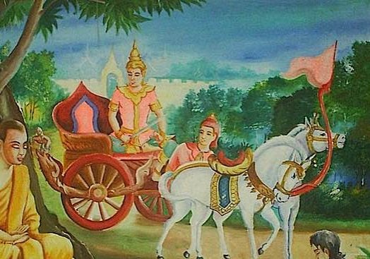 Buddha-Weekly-Buddha goes forth in the chariot and sees the four sights-Buddhism Siddartha leaves the palace and sees the four sights: poverty, illness, old age and death.