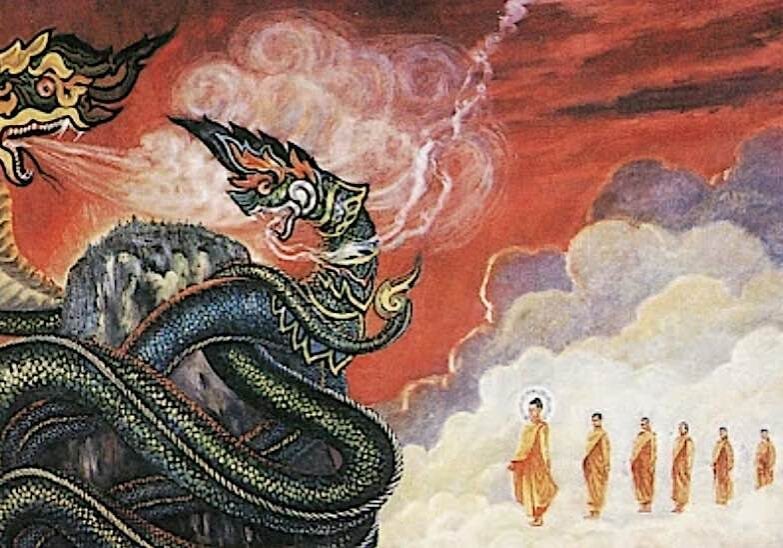 Buddha-Weekly-Buddha teaching the Dragon King-Buddhism Buddha and the dragon.