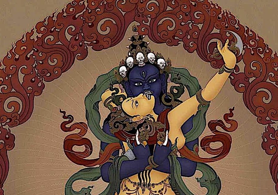 Buddha-Weekly-Kalachakra 2-armed Feature Image-Buddhism Kalachakra Sahaja detail from a painting by Ben Christian (Jampay Dorje).