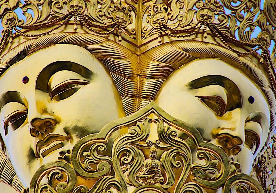 Buddha-Weekly-Samantabhadra 1 in Mahayana as Bodhisattva on Mount Emei in China known as Puxian dreamstime_xxl_162514998-Buddhism Samantabhadra Bodhisattva's giant statue on the Golden Mount Emei. He is known in Chaina as Puxian.