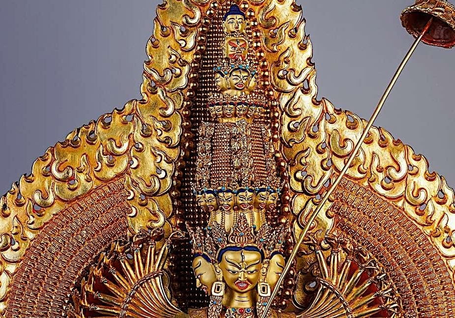 Buddha-Weekly-Sitatapatra 1000 armed statue-Buddhism Sitatapatra, a form of White Tara from Sutra, a protective supreme form who emerged from Shakyamuni Buddha's Ushnisha and is known to be most most protective of Enlightened Deities.