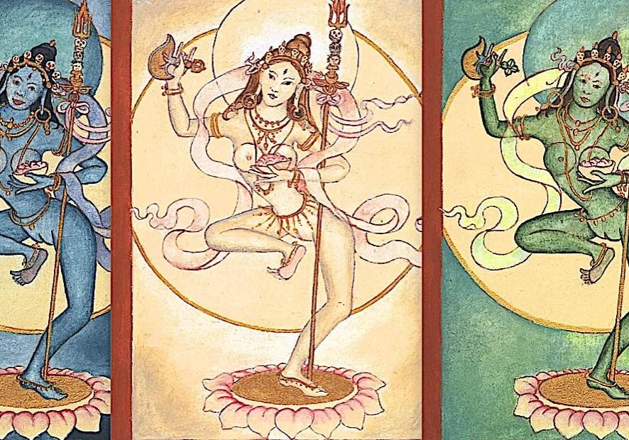 Buddha-Weekly-Wisdom Dakinis-Buddhism Three of the Five Wisdom Daknis, art by Laura Santi. (See detailed art below for each of the Five Dakinis in the detailed section. Laura Santi's art can be found at Laura Santi Sacred Art on Etsy>>