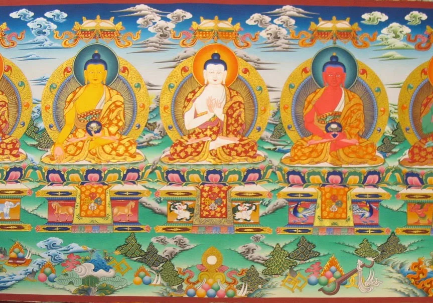 Five Dhyani Buddhas beautiful horizontal Five Dhyani Buddhas.